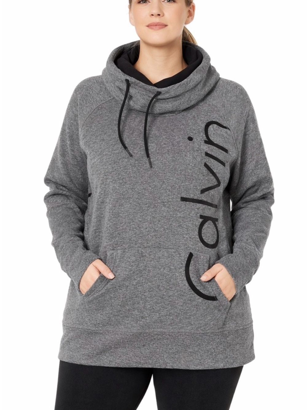 Calvin Klein Performance Gray Cowl Neck Hoodie L (A506)